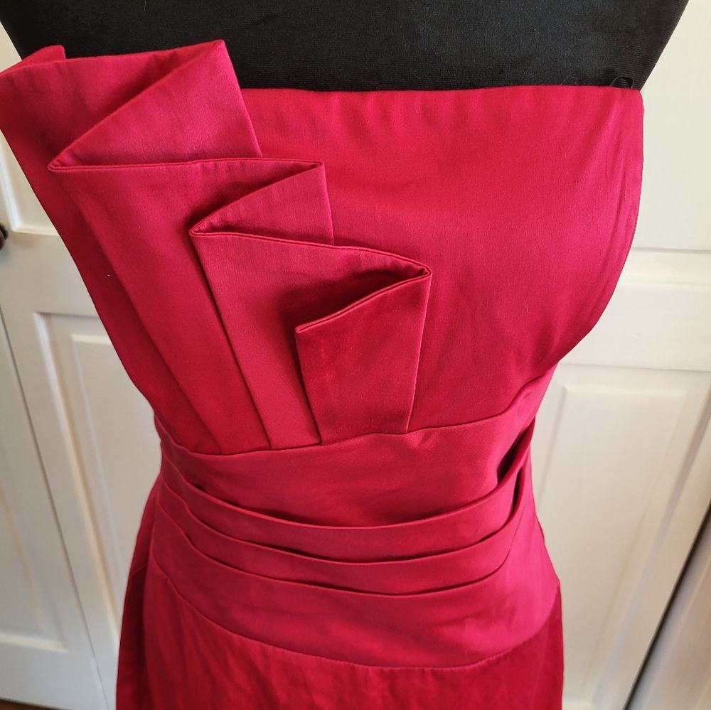 Roulette Red Strapless Ruffled Dress 10 Cocktail Party Wedding Guest Prom Formal - Picture 2 of 5